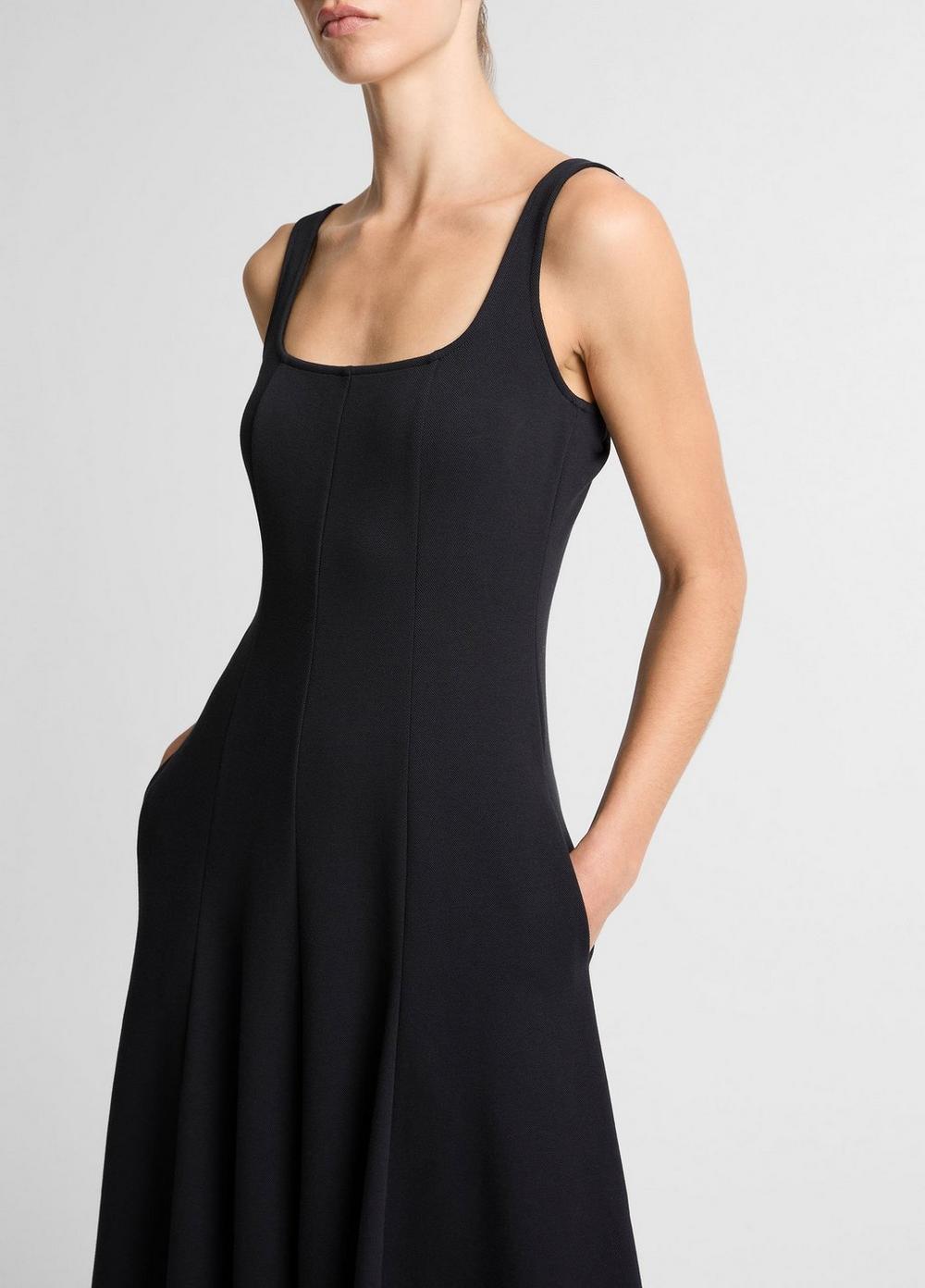 Vince Seamed Cotton-Blend Square-Neck Dress - Dresses