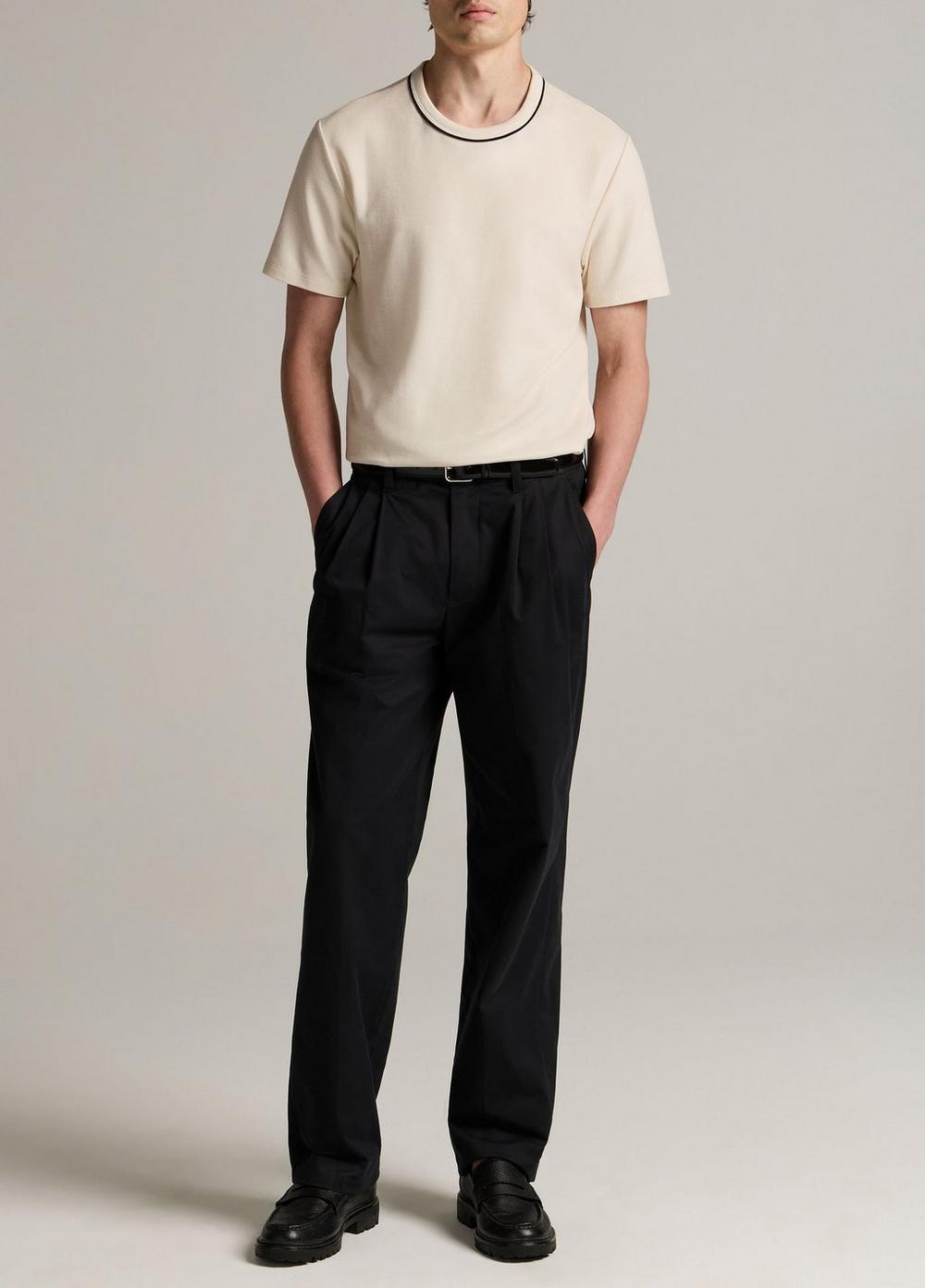 Vince Tipped Pima Cotton Piqué T-Shirt - Short Sleeve