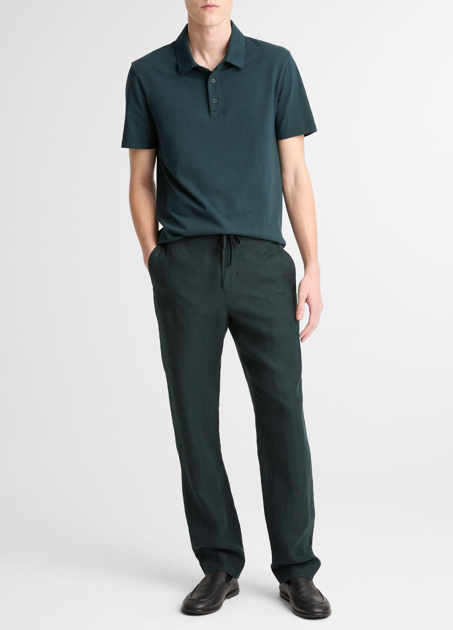 Vince Garment Dye Cotton Polo Shirt - Short Sleeve
