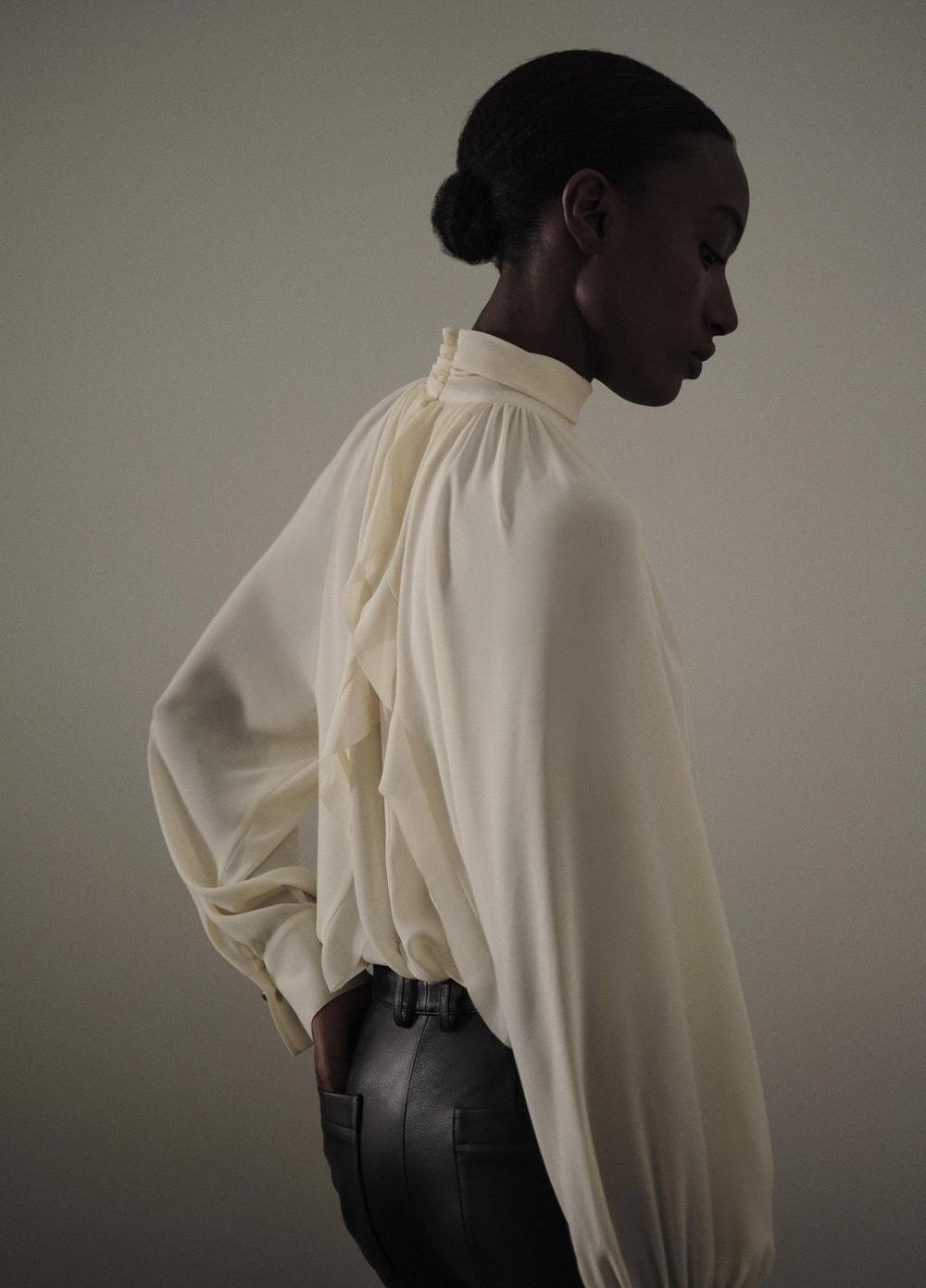 Vince Gathered Draped-Neck Crepe Blouse - Shirts & Tees