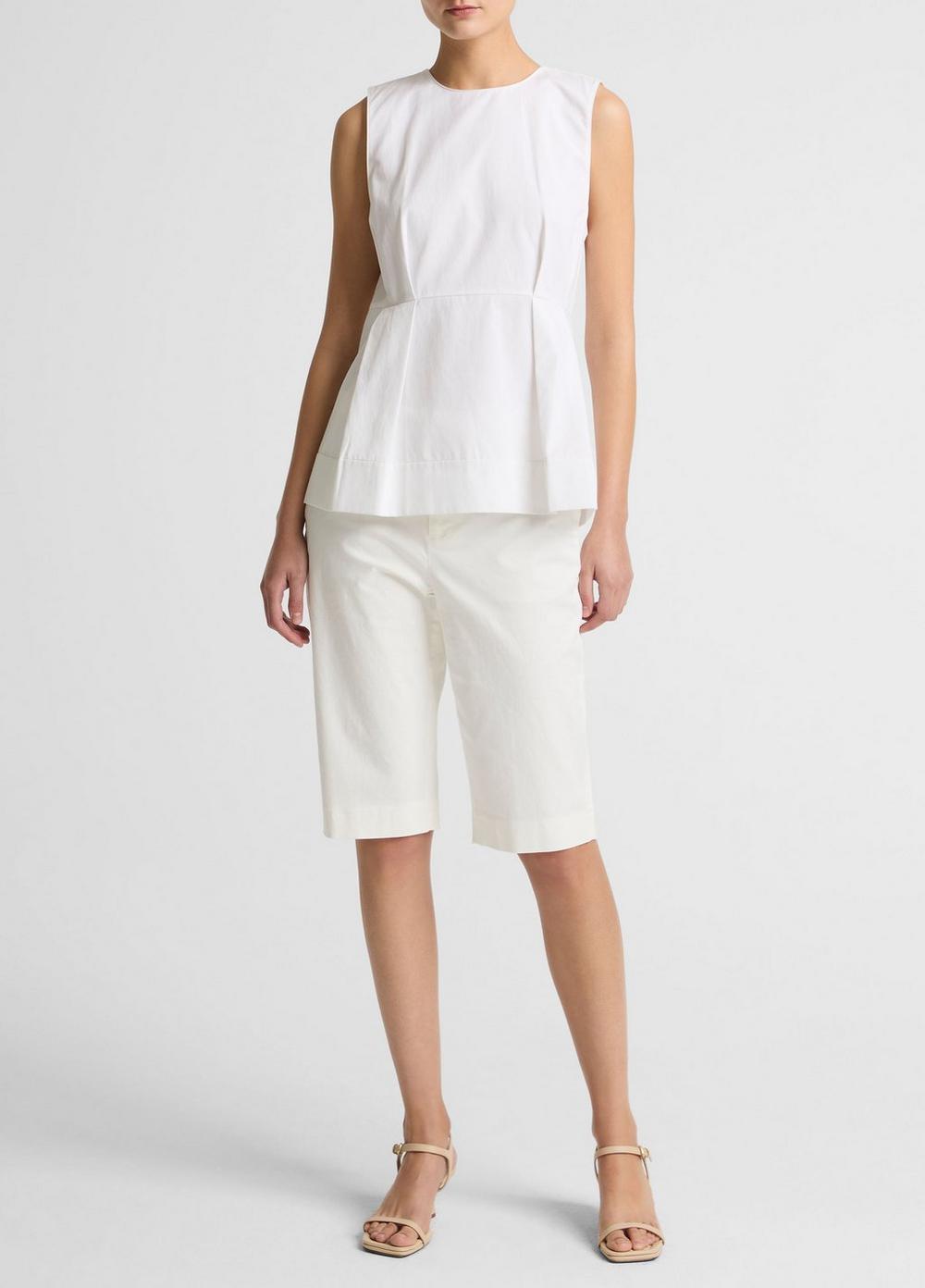 Vince Cotton-Blend Pleated Paneled Top - Shirts & Tees