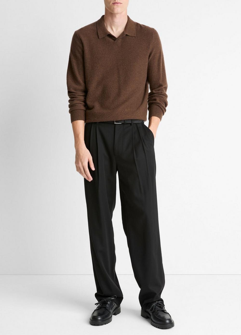 Vince Feed Stripe Plush Cashmere Johnny-Collar Sweater - Sweaters