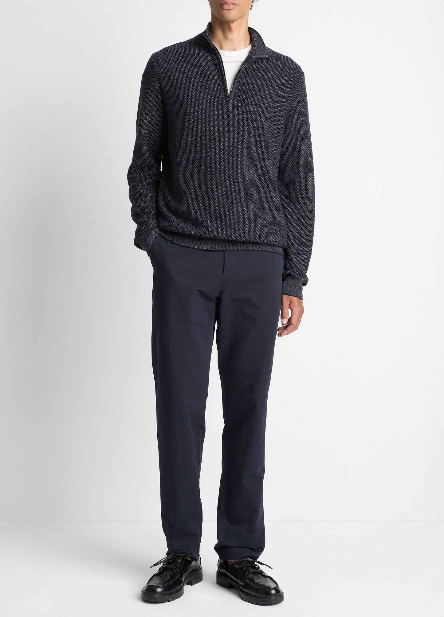 Vince Geo-Jacquard Wool-Blend Quarter-Zip Sweater - Sweaters