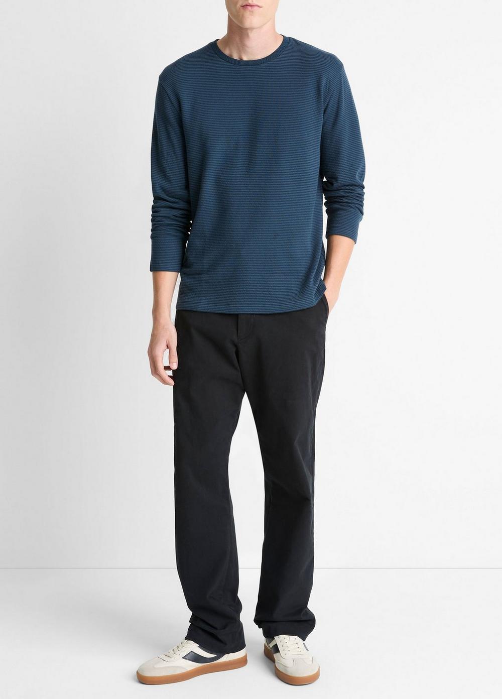 Vince Striped Double-Knit Pima Cotton Long-Sleeve T-Shirt - Tees & Hoodies
