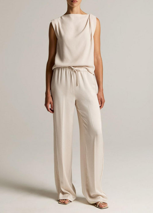 Vince Mid-Rise Shine Crepe Pull-On Pant - Wide Leg