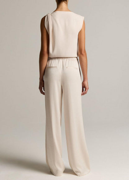 Vince Mid-Rise Shine Crepe Pull-On Pant - Wide Leg