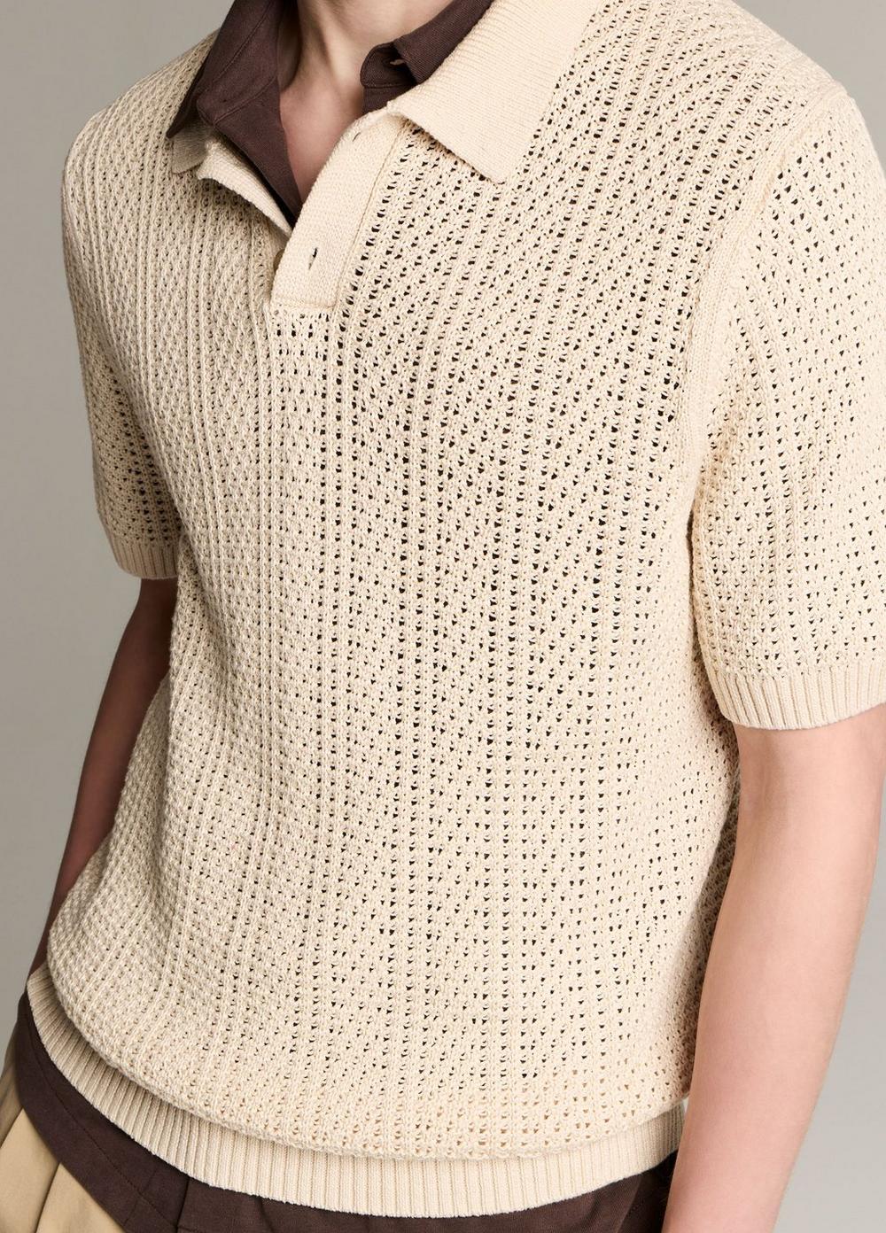 Vince Seed-Stitch Rib Cotton Polo Sweater - Sweaters