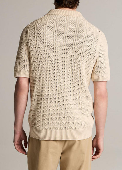 Vince Seed-Stitch Rib Cotton Polo Sweater - Sweaters