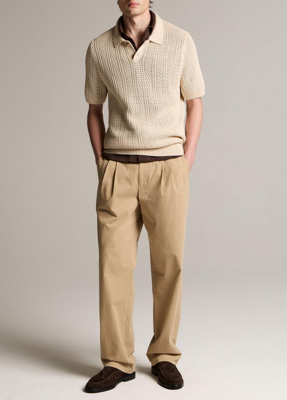 Vince Seed-Stitch Rib Cotton Polo Sweater - Sweaters