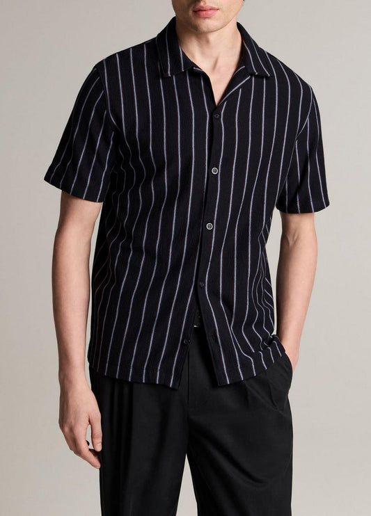 Vince Striped Cotton Terry Cabana Shirt - Short Sleeve