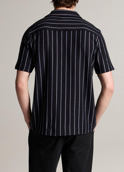 Vince Striped Cotton Terry Cabana Shirt - Short Sleeve