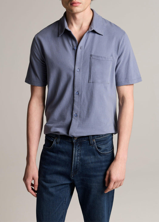 Vince Sueded Cotton Jersey Button-Front Shirt - Short Sleeve