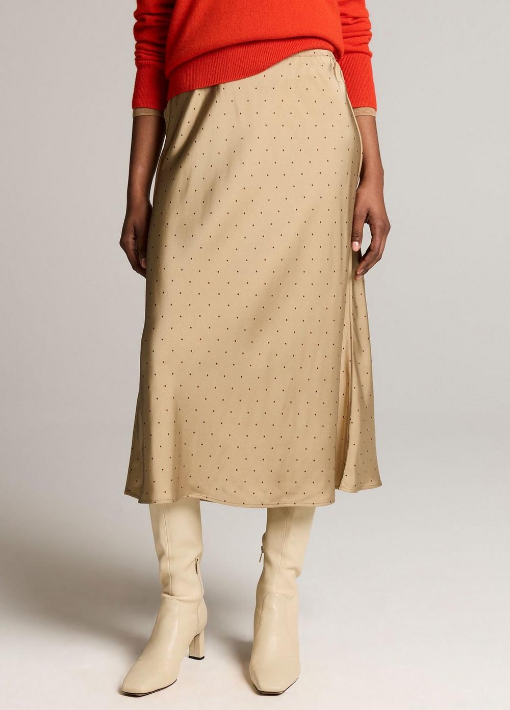 Vince Grid Dot Matte Satin Slip Skirt - Skirts