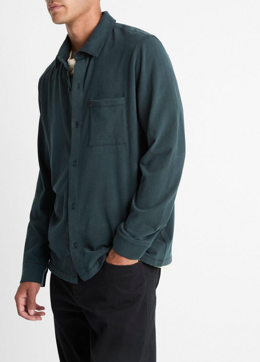 Vince Sueded Cotton Jersey Button-Front Shirt - Shirts