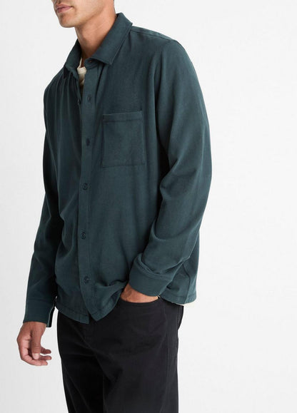 Vince Sueded Cotton Jersey Button-Front Shirt - Shirts