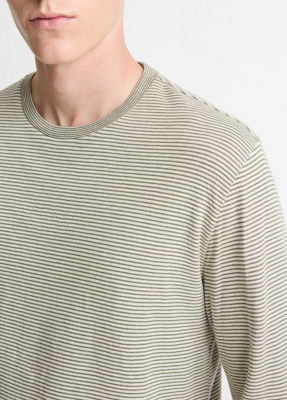 Vince Striped Double-Knit Pima Cotton Long-Sleeve T-Shirt - Tees & Hoodies