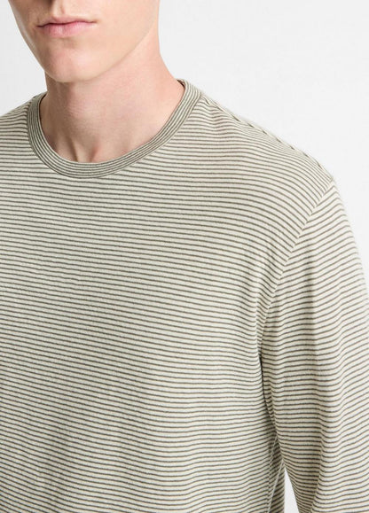 Vince Striped Double-Knit Pima Cotton Long-Sleeve T-Shirt - Tees & Hoodies