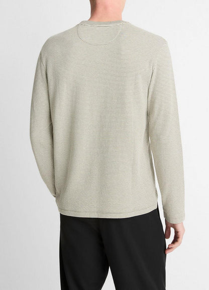 Vince Striped Double-Knit Pima Cotton Long-Sleeve T-Shirt - Tees & Hoodies
