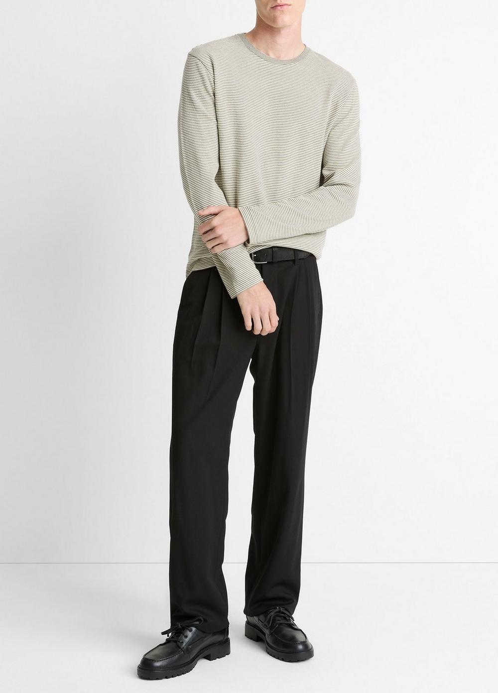 Vince Striped Double-Knit Pima Cotton Long-Sleeve T-Shirt - Tees & Hoodies