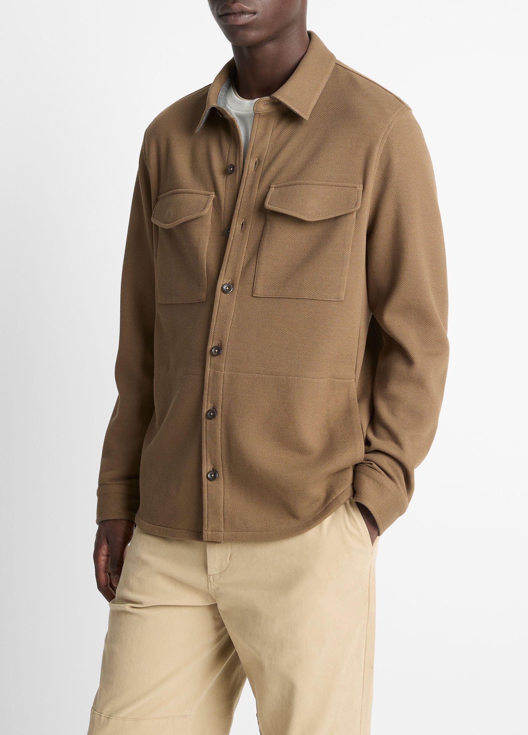 Vince Double-Knit Cotton-Blend Piqué Shirt Jacket - Jackets & Outerwear