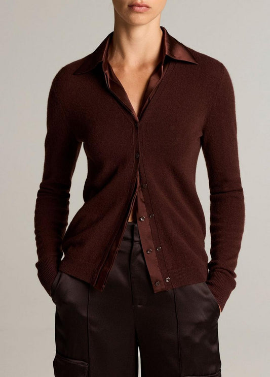 Vince Satin-Trimmed Cashmere Collared Cardigan - Cardigans