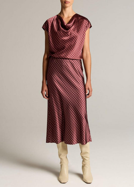 Vince Ombré Plaid Lingerie-Trim Satin Slip Skirt - Skirts