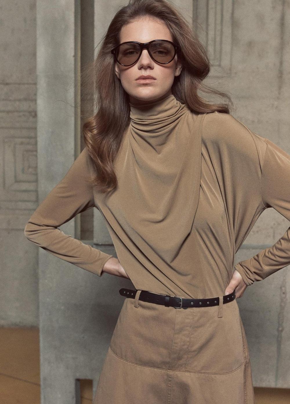 Vince Draped-Neck Long-Sleeve Top - Long Sleeve