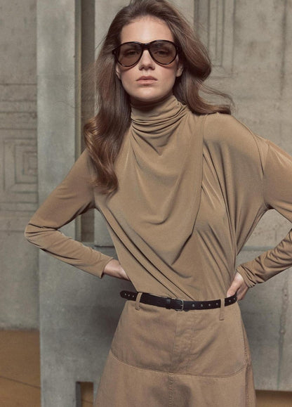 Vince Draped-Neck Long-Sleeve Top - Long Sleeve