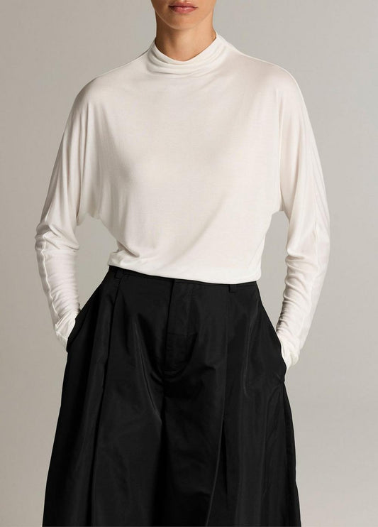 Vince Draped Funnel-Neck Dolman-Sleeve Top - Long Sleeve