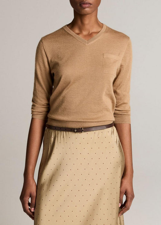 Vince Cashmere-Silk Pocket V-Neck Sweater - V-Neck