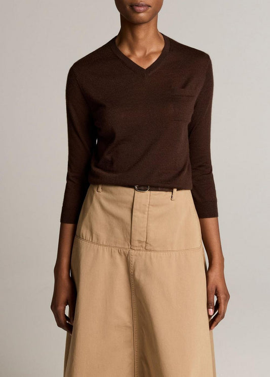 Vince Cashmere-Silk Pocket V-Neck Sweater - V-Neck