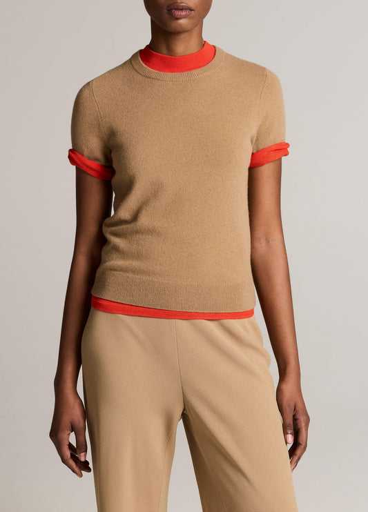 Vince Wool & Cashmere-Blend Short-Sleeve Sweater - Crew Neck