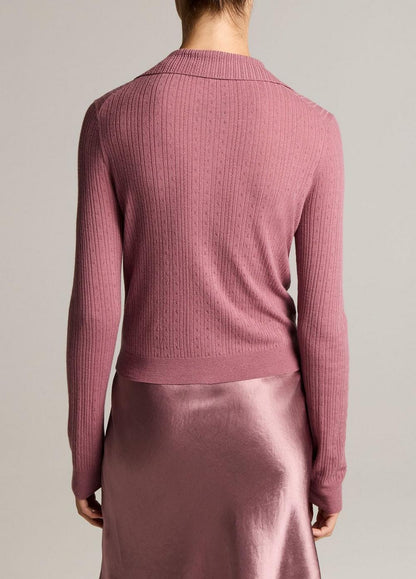 Vince Pointelle Wool Collared Cardigan - Cardigans