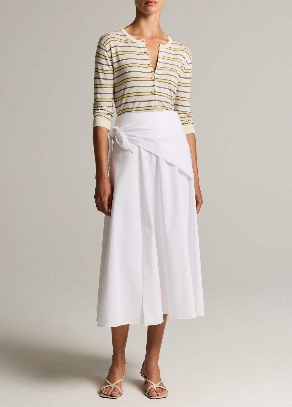 Vince Striped Italian Cotton-Cashmere Three-Quarter-Sleeve Cardigan - Cardigans