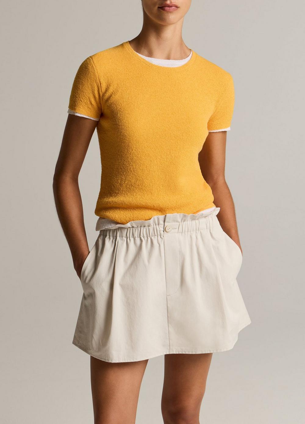 Vince Textured Italian Wool & Cotton-Blend Short-Sleeve Sweater - Crew Neck