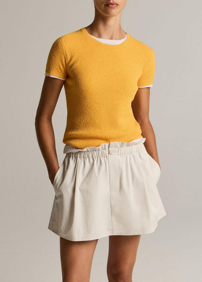 Vince Textured Italian Wool & Cotton-Blend Short-Sleeve Sweater - Crew Neck