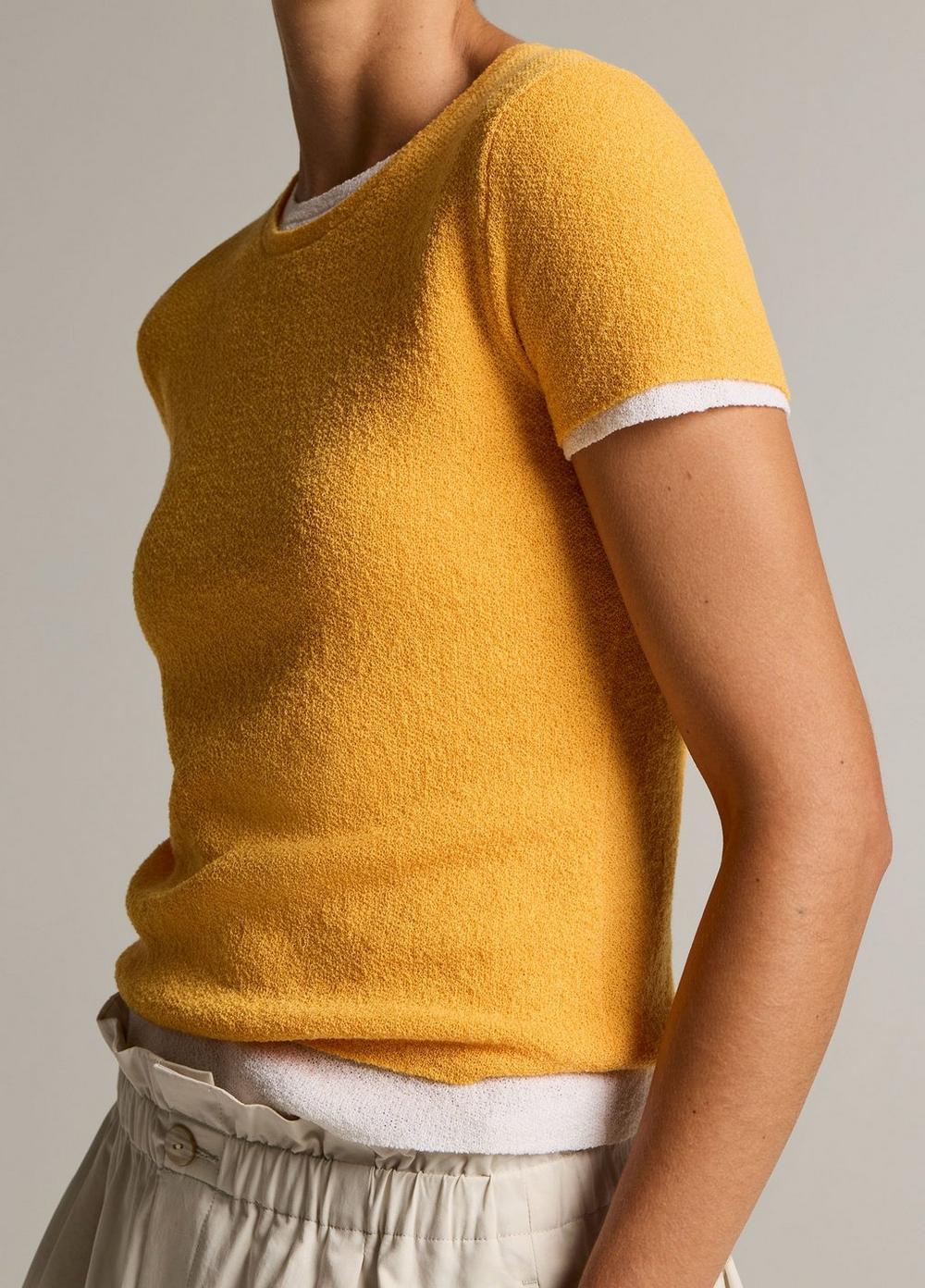 Vince Textured Italian Wool & Cotton-Blend Short-Sleeve Sweater - Crew Neck
