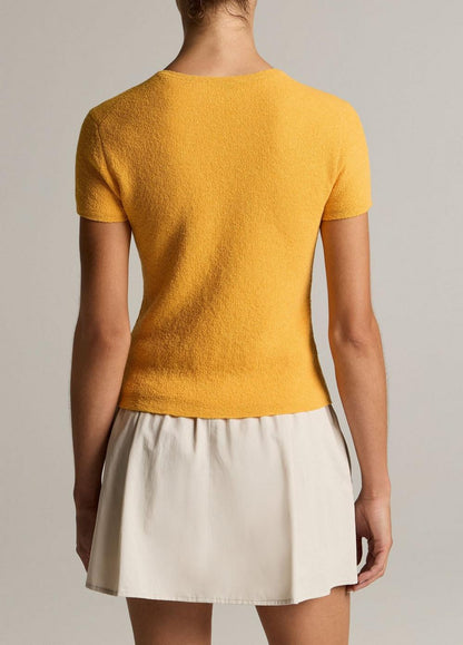 Vince Textured Italian Wool & Cotton-Blend Short-Sleeve Sweater - Crew Neck
