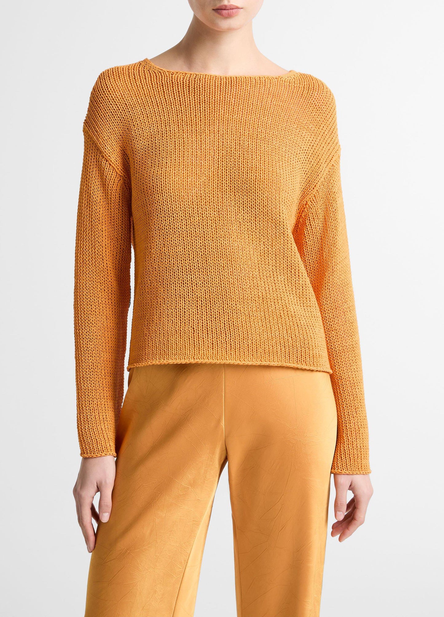 Vince Italian Coated Cotton-Blend Sweater - Crew Neck