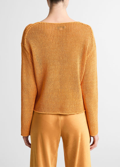 Vince Italian Coated Cotton-Blend Sweater - Crew Neck
