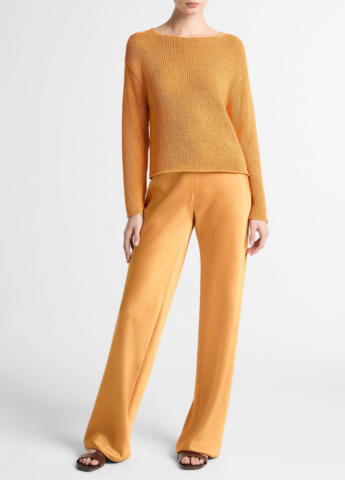 Vince Italian Coated Cotton-Blend Sweater - Crew Neck