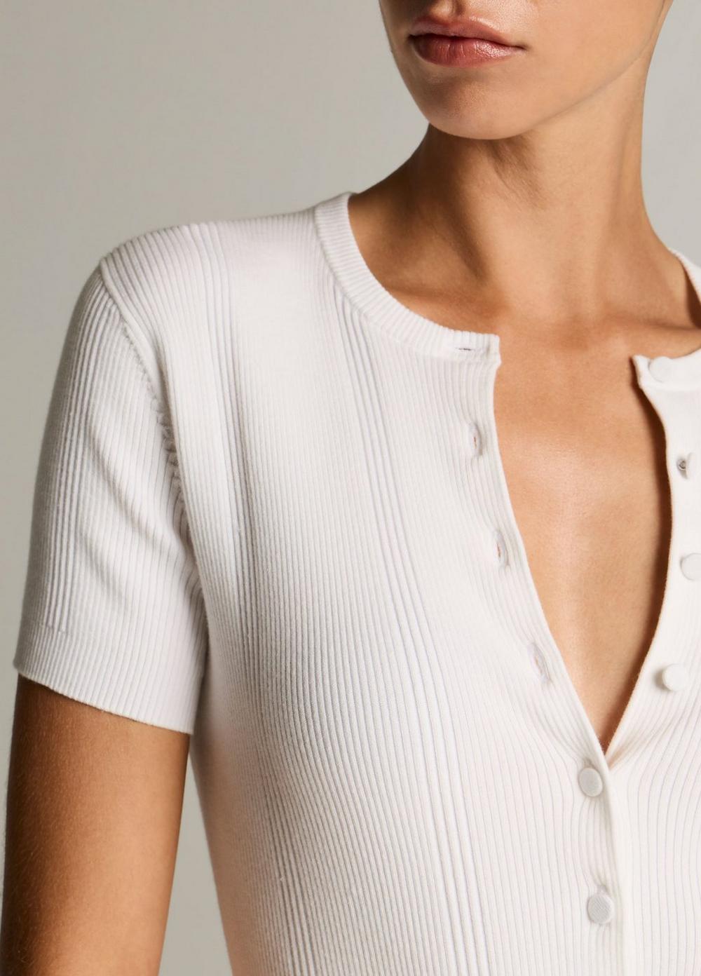 Vince Ribbed Cotton Short-Sleeve Cardigan - Cardigans