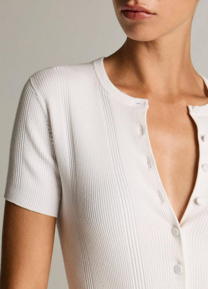 Vince Ribbed Cotton Short-Sleeve Cardigan - Cardigans