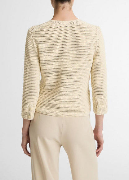 Vince Italian Cotton Crochet Cardigan - Cardigans