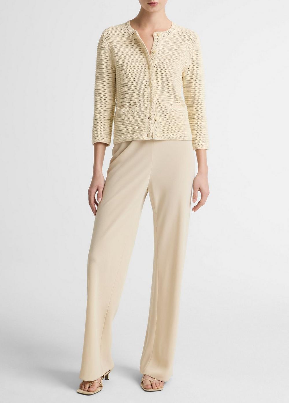 Vince Italian Cotton Crochet Cardigan - Cardigans