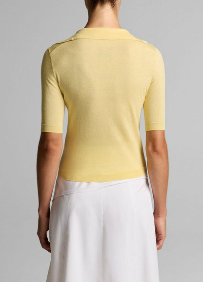 Vince Tipped Italian Cotton-Cashmere Polo Sweater - V-Neck