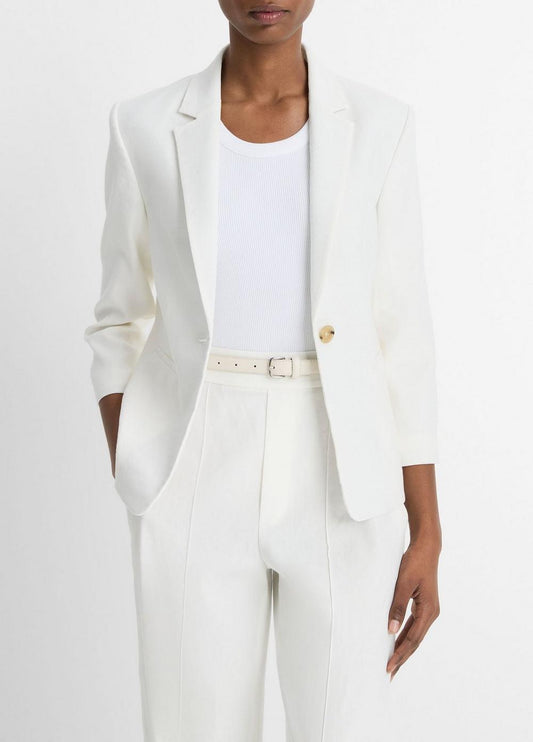 Vince Linen-Blend Shrunken Blazer - Blazers