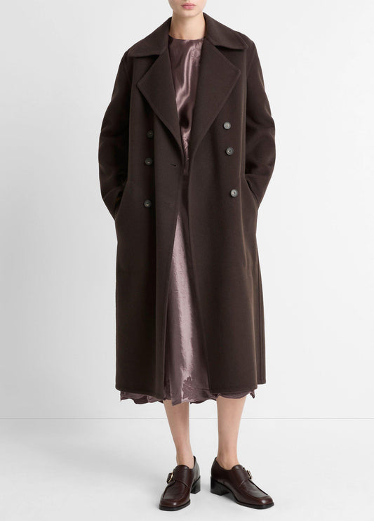 Vince Wool-Blend Double-Breasted Long Coat - Coats