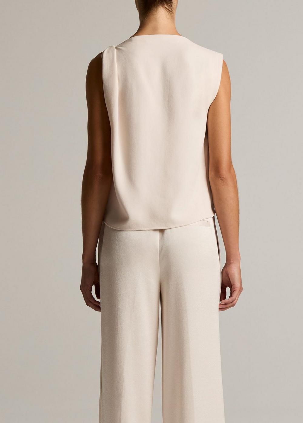 Vince Crepe Draped-Shoulder Sleeveless Top - Tank Tops