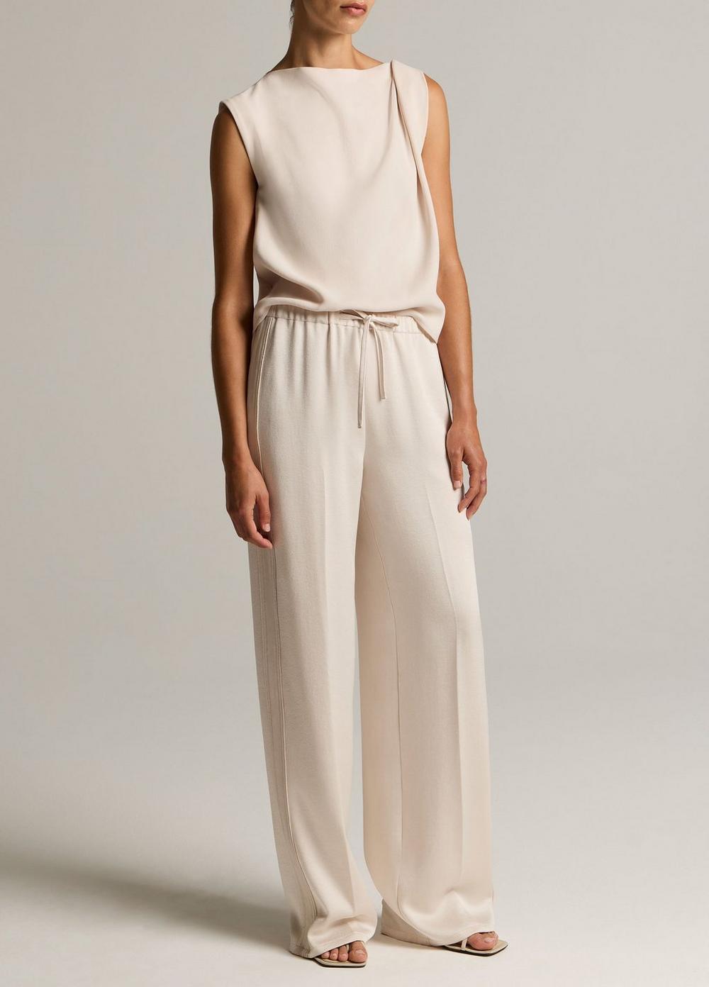 Vince Crepe Draped-Shoulder Sleeveless Top - Tank Tops
